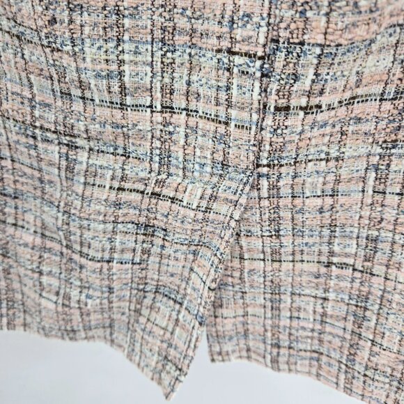 Banana Republic Pink White Blue Textured Tweed Midi Lined Skirt Size 4 - Picture 3 of 9